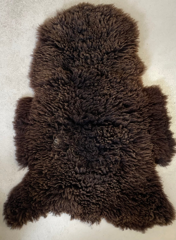 Brown/Black Wensleydale Sheepskin 424-10 - Windsong Farm