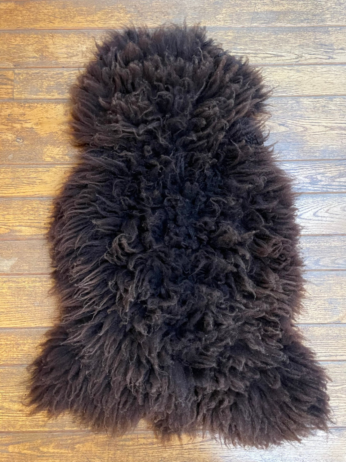 Chocolate Brown/Black Wensleydale Sheepskin #365-25