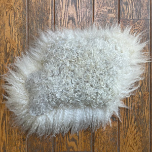 White Sheepskin Cushion with Pelt Back