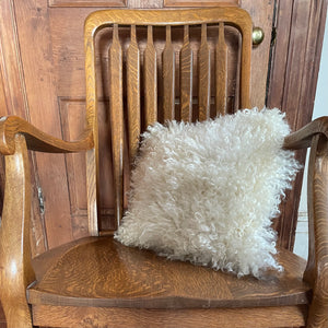 White Sheepskin Cushion with White Felt