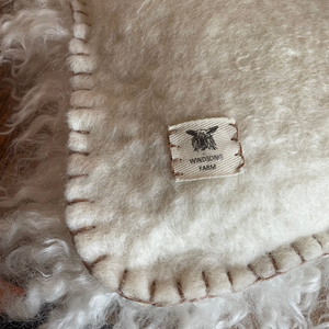 White Sheepskin Cushion with White Felt